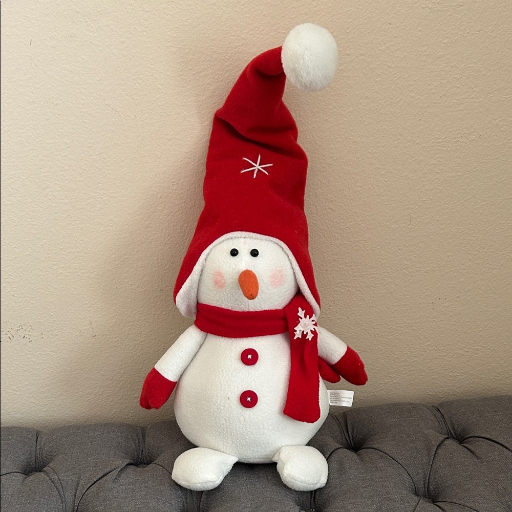 Red and White Snowman Plush Toy